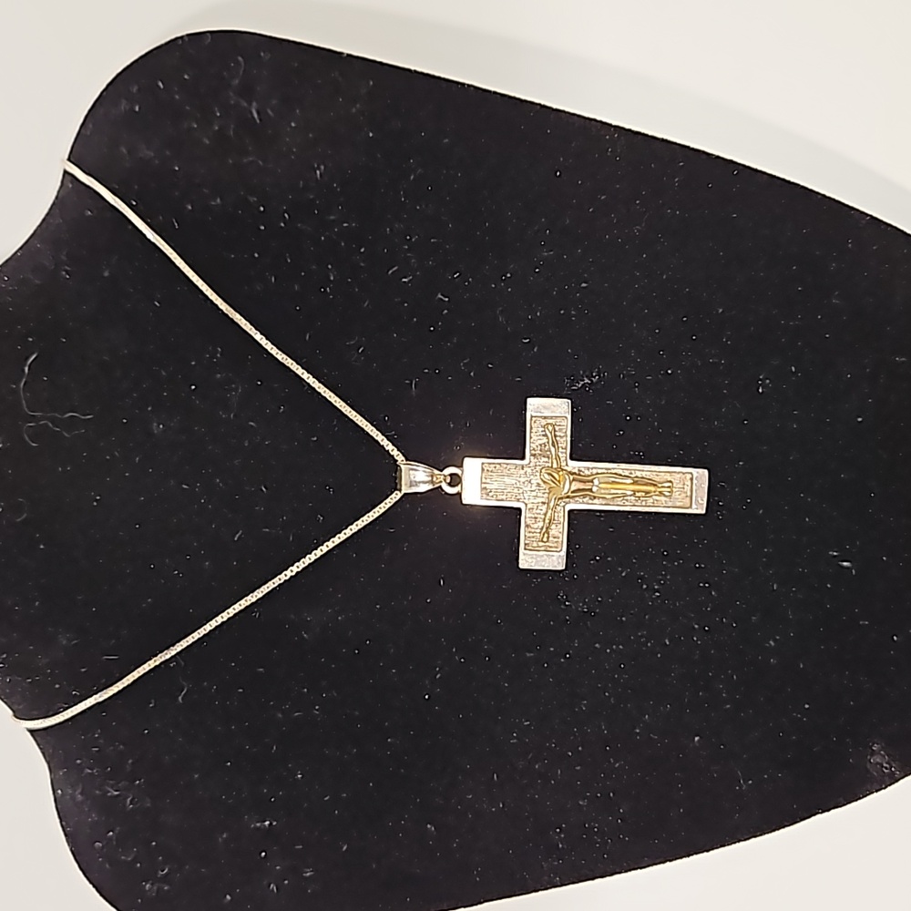 Vintage cross in sterling with 14k
